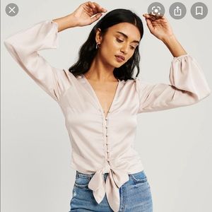 Abercrombie and Fitch Satin Tie Front Blouse